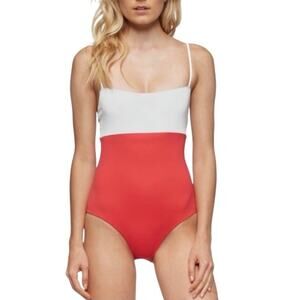NWT Tavik Swimwear One-Piece Scarlett Swimsuit Medium Red & Grey Colorblock